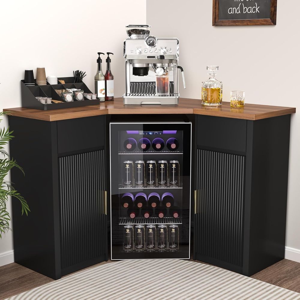 Home Bar Setup - Ridged Space Bar Cabinet, Storage Coffee