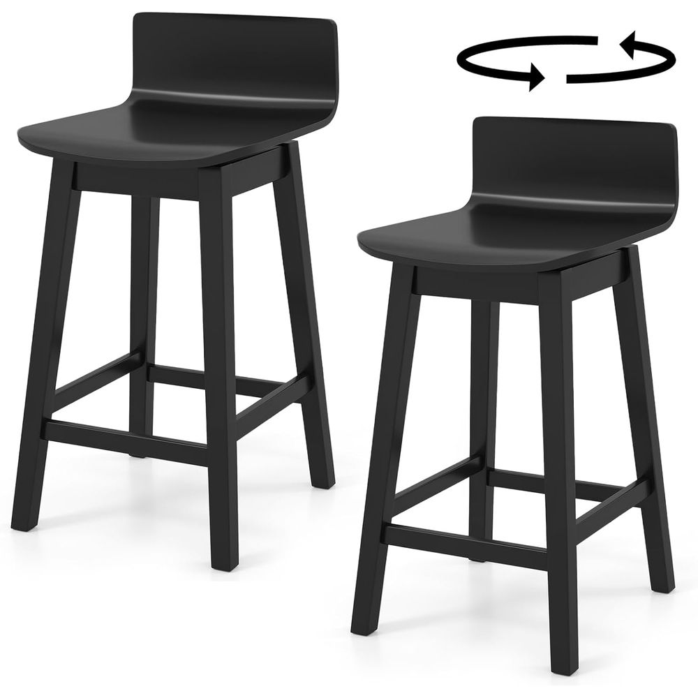 Home Bar Stools - Swivel Solid Wood Bar Stools Set