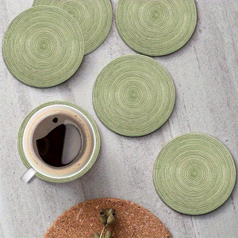 Home Bar Setup - 6pcs 4in Round Retro Green Growth