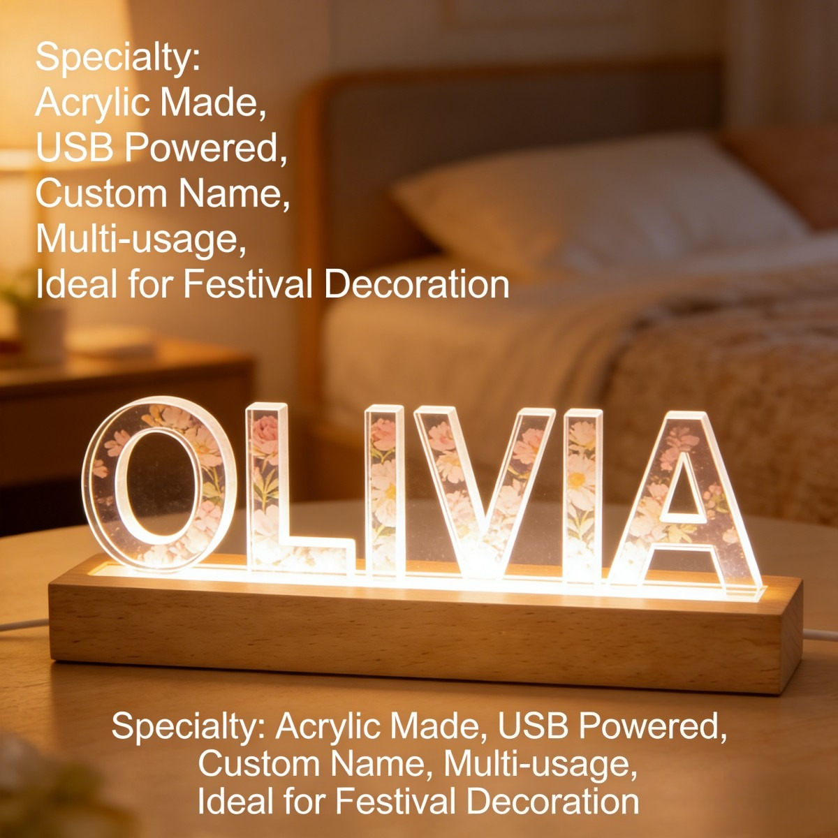 1pc Custom Text Floral Acrylic – обзор и цена Home Bar Cafe