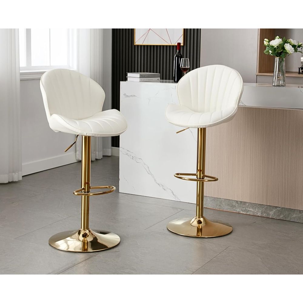Set of 2 Cream White Leather S – обзор и цена Home Bar Stools