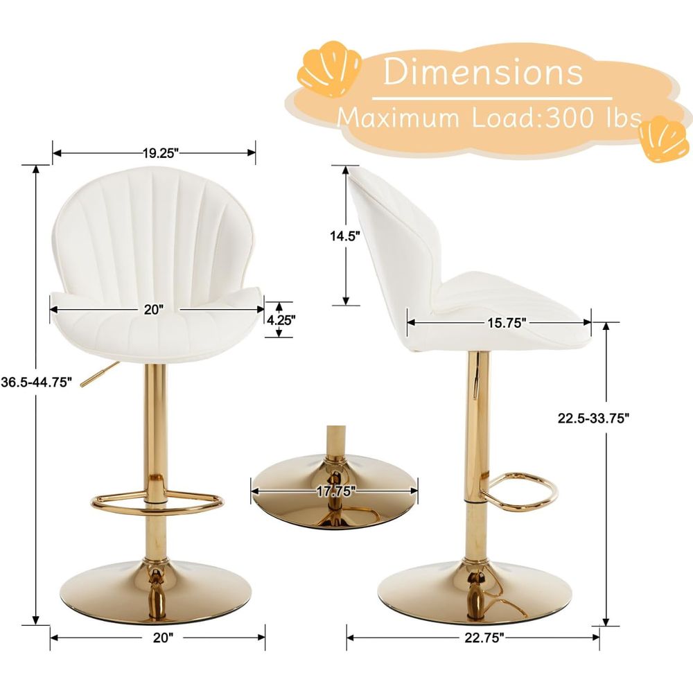 Set of 2 Cream White Leather S – обзор и цена Home Bar Stools