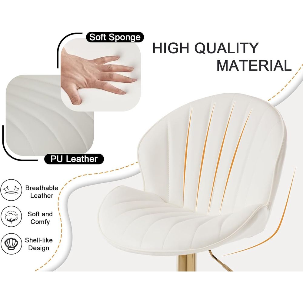 Set of 2 Cream White Leather S – обзор и цена Home Bar Stools