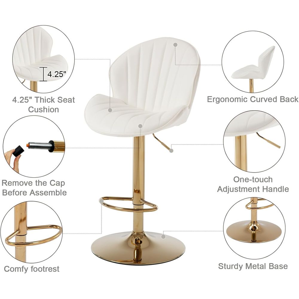 Set of 2 Cream White Leather S – обзор и цена Home Bar Stools