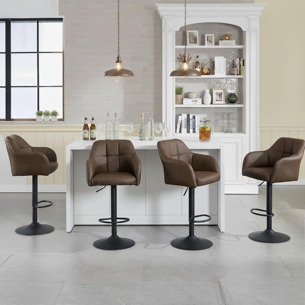 Set of 4 Swivel Leather Bar St – обзор и цена Home Bar Stools