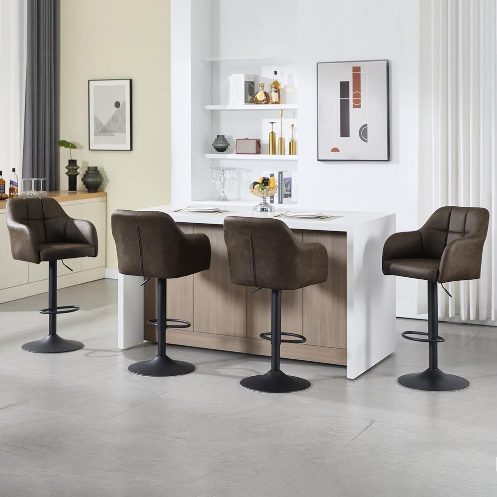 Set of 4 Swivel Leather Bar St – обзор и цена Home Bar Stools