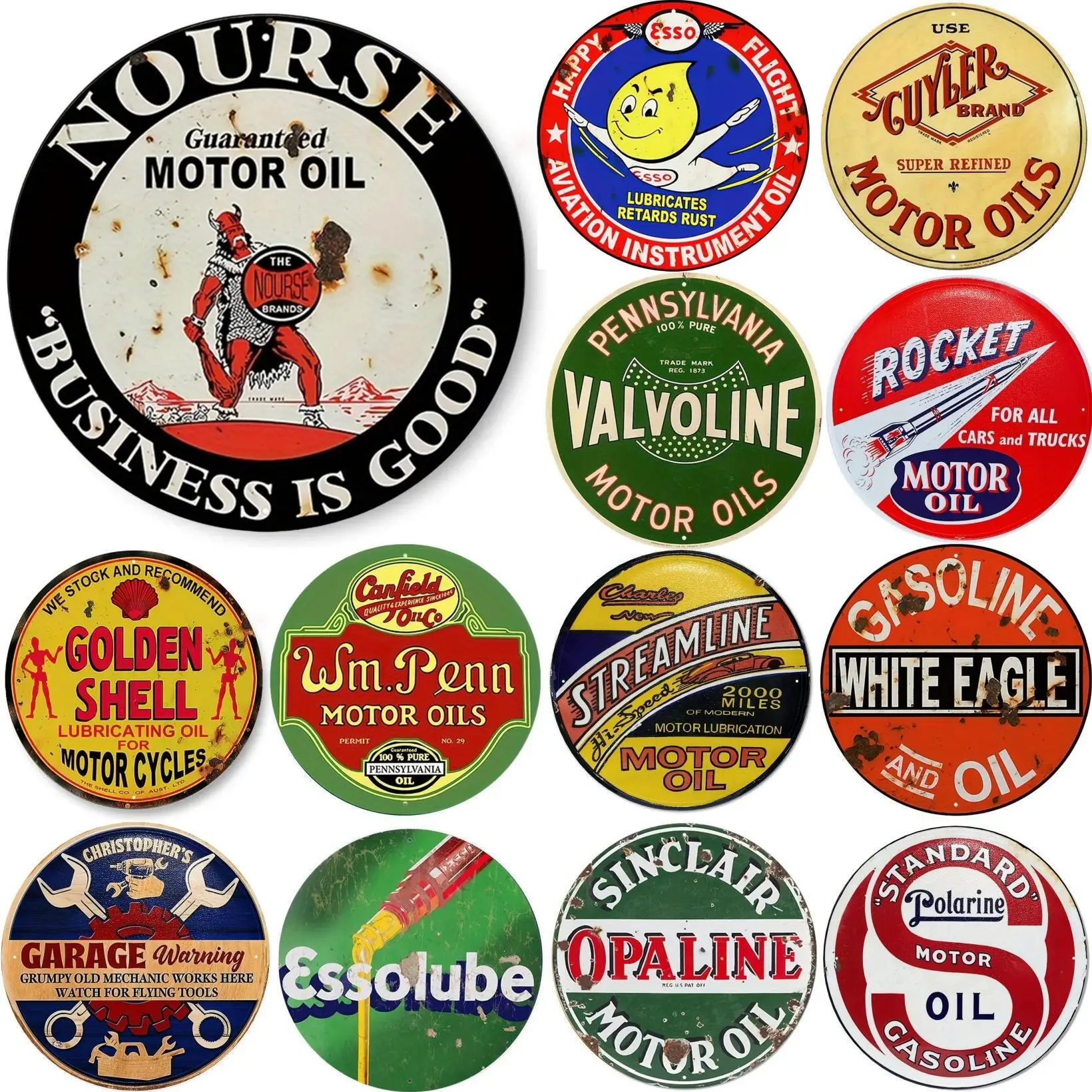 Vintage Motor Oil Sign Round M – обзор и цена Home Bar And Restaurant