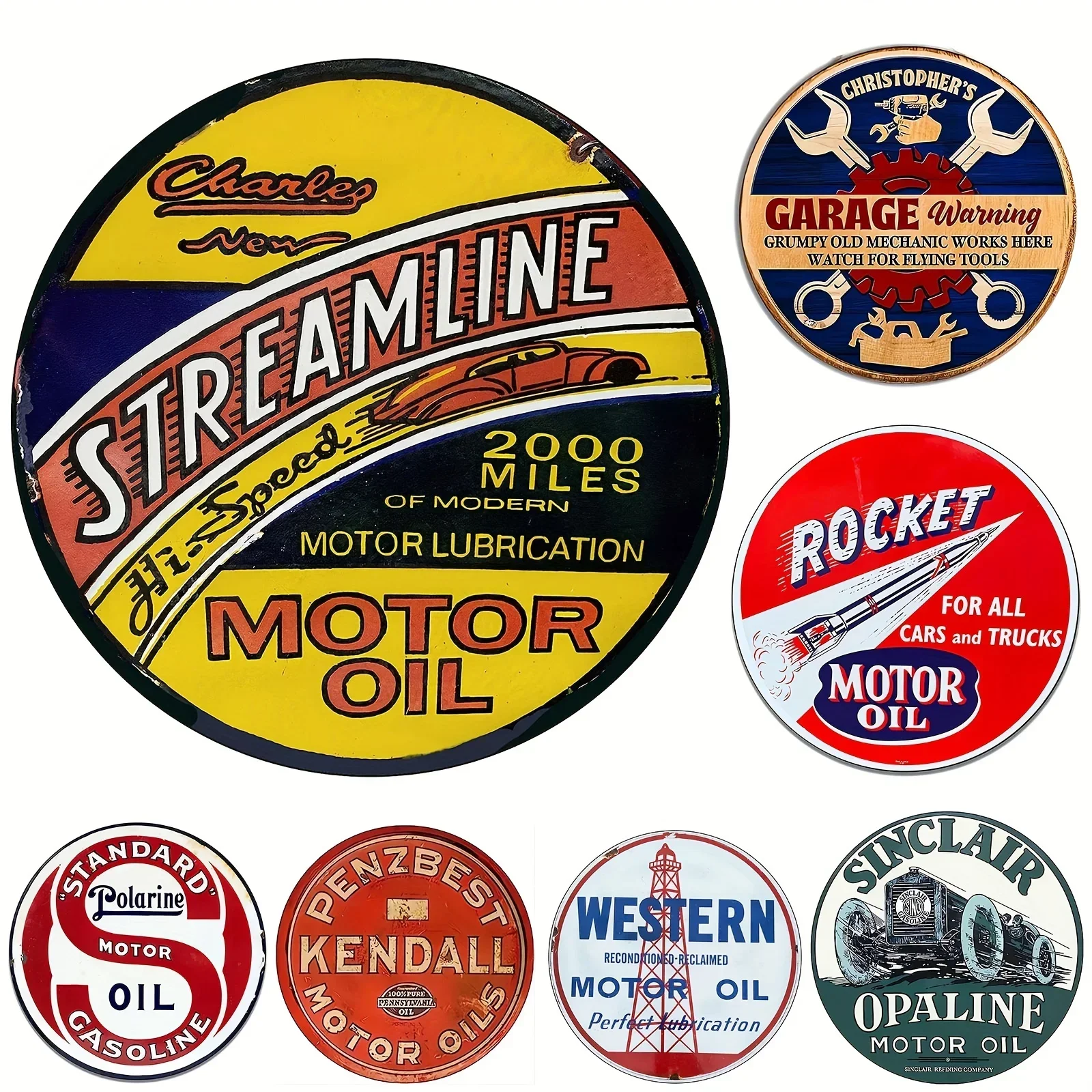 Vintage Motor Oil Sign Round M – обзор и цена Home Bar And Restaurant