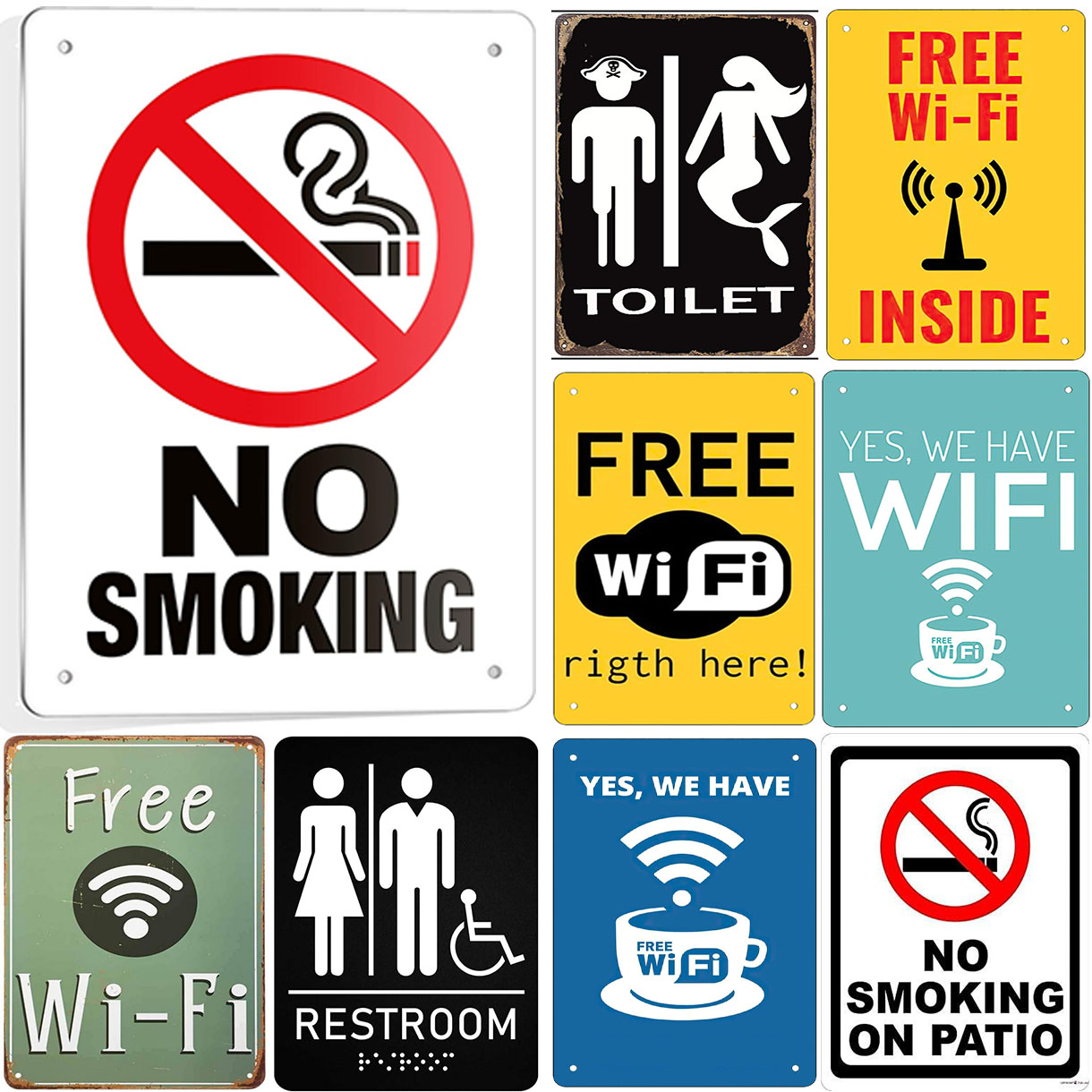 Metal Tin Signs Warning No Smo – обзор и цена Home Bar Cafe