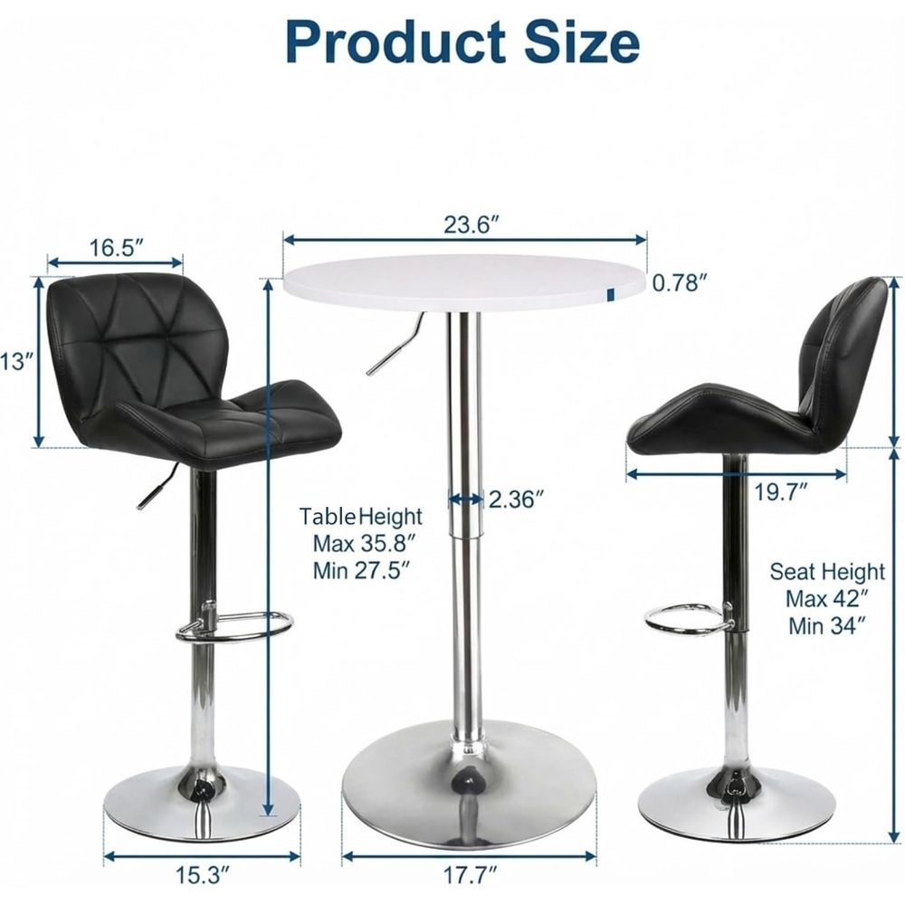 White Round Adjustable Height  – обзор и цена Home Bar Stools