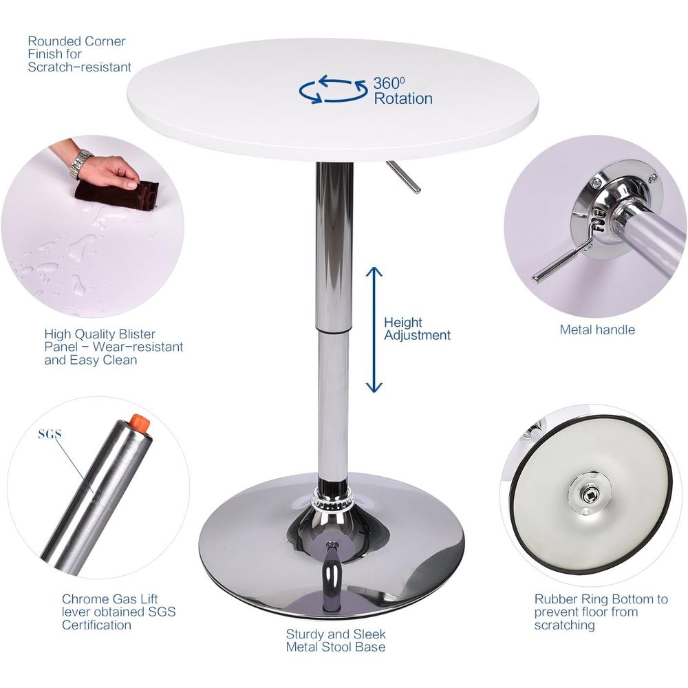 White Round Adjustable Height  – обзор и цена Home Bar Stools