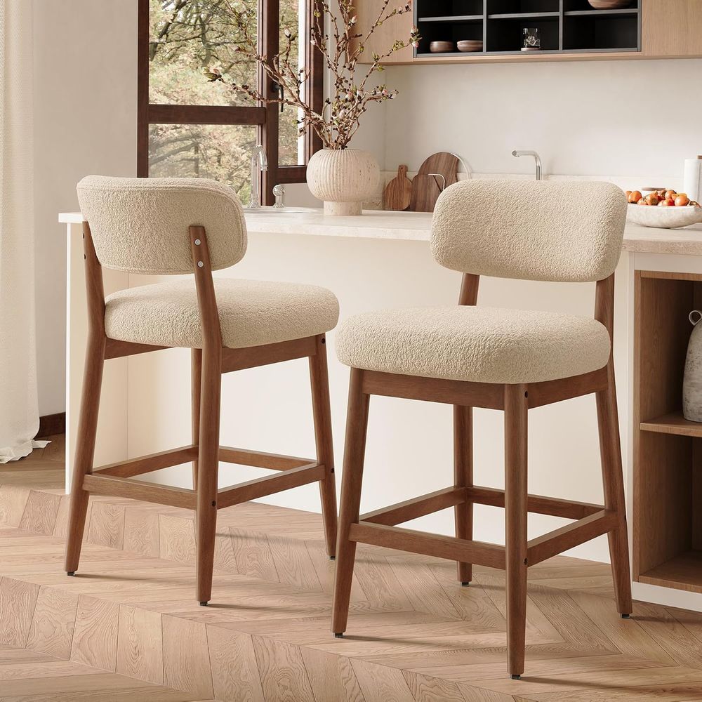 Set of 2 Modern Boucle Bar Cha – обзор и цена Home Bar Stools