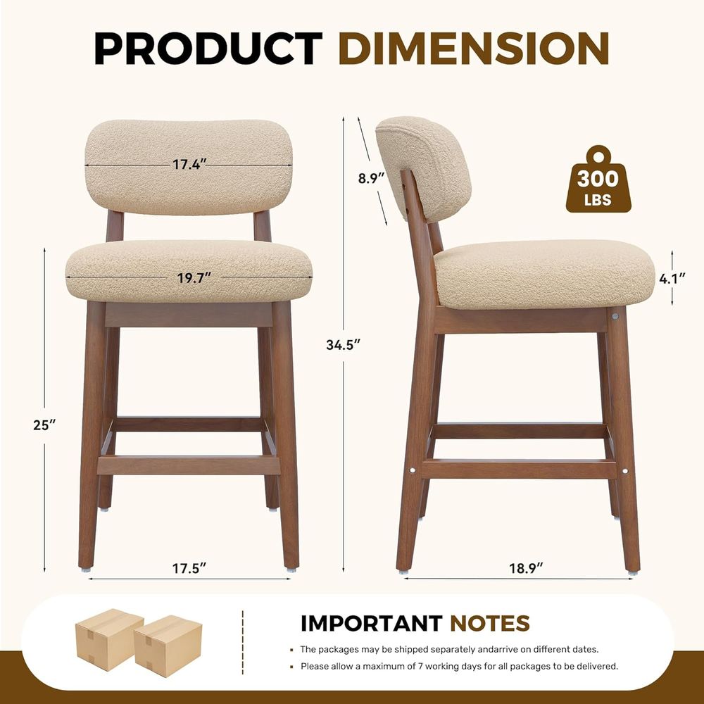 Set of 2 Modern Boucle Bar Cha – обзор и цена Home Bar Stools