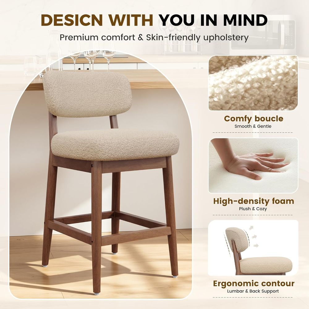 Set of 2 Modern Boucle Bar Cha – обзор и цена Home Bar Stools