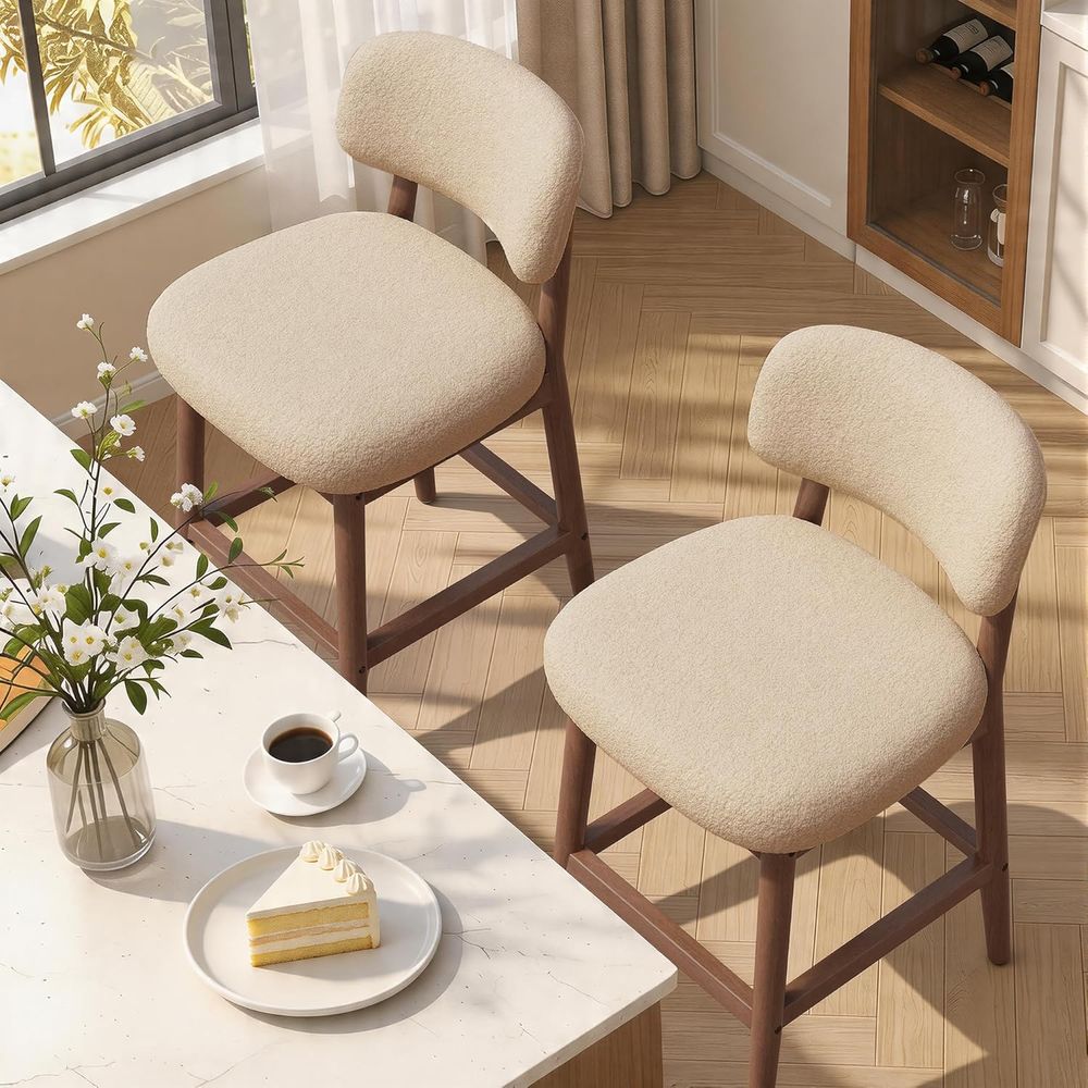 Set of 2 Modern Boucle Bar Cha – обзор и цена Home Bar Stools