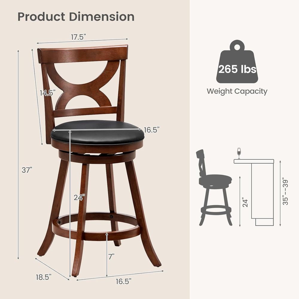 Bar Stools Set o 2, 24'' 360-D – обзор и цена Home Bar Stools
