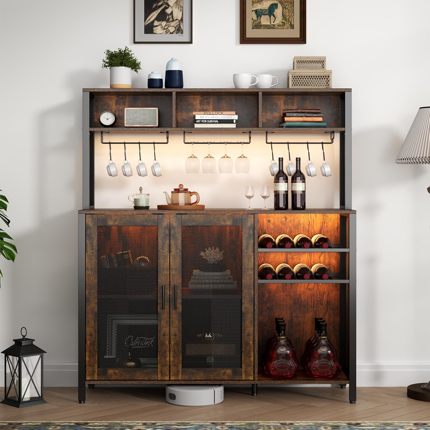 Wine Bar Cabinet with LED Ligh – обзор и цена Home Bar Setup