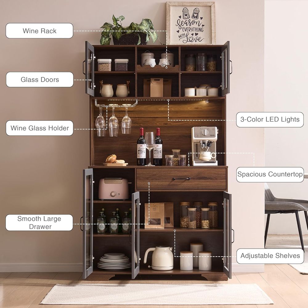 71 Tall Pantry Cabinet with Gl – обзор и цена Home Bar Setup
