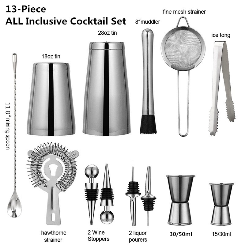 13Pcs/Set Stainless Steel Cock – обзор и цена Boston Shaker Set